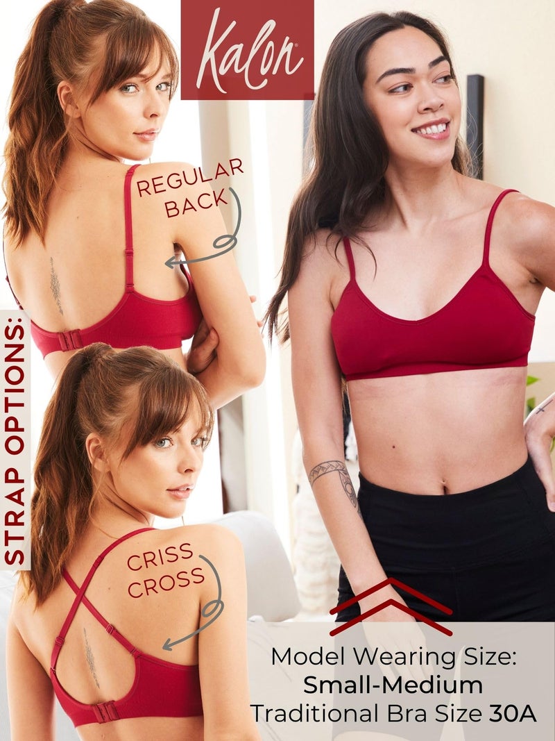 Kalon Womenâ€™s 4 Pack Demi Padded Bralette Wireless Comfortable Bra (S/M, Red Basics) - Image 3